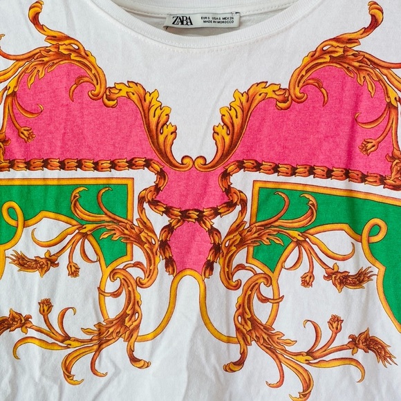 Zara Short Sleeve T-Shirt Size Small White, Pink, Green, Gold, Red, Orange - Picture 2 of 5